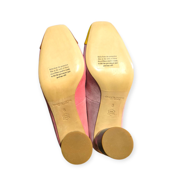 Charlotte Stone Risa Suede Nassau Mismatched Cap Toe Pump Heels Size 8 - Picture 8 of 9